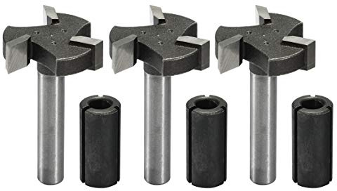 Genmitsu 3 x CNC-Spoilboard-Fräser-Bits mit 3 Nuten, 1/4-Zoll-Schaft, 2,4 cm Schnittdurchmesser, Plattenfräser für Holzbearbeitung, RB03A