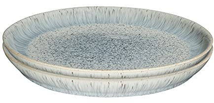 Denby - Halo Speckle Dinner Plates Set of 2 - Grey, Neutral Patterned Coupe Dishwasher Microwave Safe Crockery 26cm - Glazed Ceramic Stoneware Tableware - Chip & Crack Resistant
