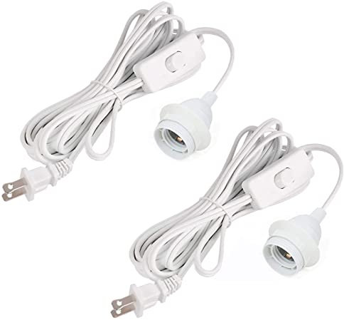 2 Pièces Kit d'Éclairage Suspendu DIY avec Câbles de Suspension à Brancher - Douille E26, Interrupteur et Câble de 20 FT
