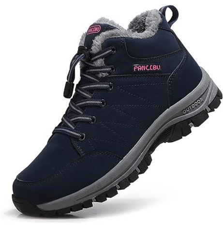 ZHNSHM Femme Bottines Fourrées Chaude Boots Antidérapantes Randonnée Neige Botte Hiver Fourrure Bottines