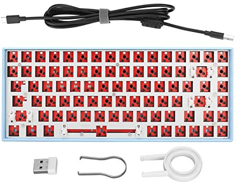 Kit Fai da Te per Tastiera Meccanica a 84 Tasti, Tastiera Personalizzata Tri-mode Sostituibile a Caldo per Albero a 5 Pin a 3 Pin di Altezza Standard, Kit Tastiera Programmabile Personalizzata(Blu)