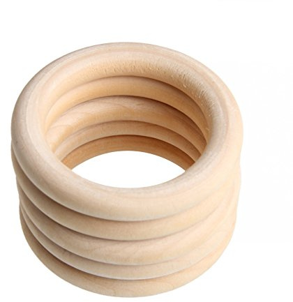 vsilay 5 pc Wooden Ring Baby Teether Circle Beech Ring Natural Wood Rodent Teething Rings Baby Nursing DIY Bracelet Ornaments