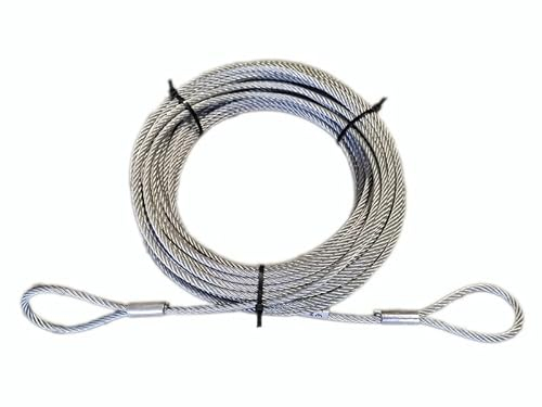 ALFA LOGISTIK Stahlseil 20mm Dicke 1,5m Länge - Stahlseil mit Ösen - Drahtseil mit Ösen – Zuverlässiges Stahlseil mit 2x Schlaufen – Seilspanngarnitur – Stark Seil