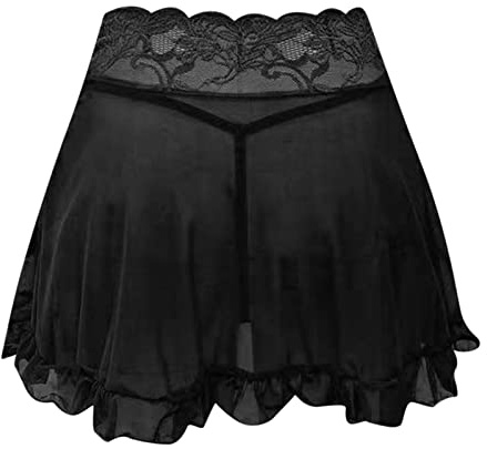 Damen Spitze Mesh durchsichtiger Minirock Sheer Sexy Rock Kleid Wickelkleid Taille Slim Figurbetont Rock