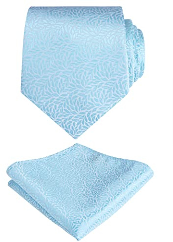 Alizeal Herrenkrawatte mit Einstecktuch, bunt, stilvoll, helle Krawatte und Einstecktuch, Set für Herren, Hochzeit, 141-Hellblau, Einheitsgröße