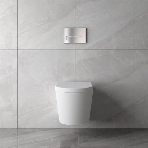 Acezanble Bathroom White Ceramic Rimless Wall Hung Toilet & Soft Close Seat Modern WC Pan