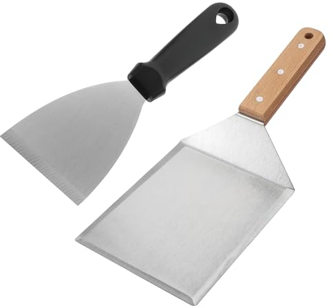 TNSLAND XXL Grill Spatula Set Including Burger Paper, Grill Spatula for Smash Burgers, Smash Burger Set, Ideal as a Smashed Burger Press, Plancha Spatula, Teppanyaki Accessories