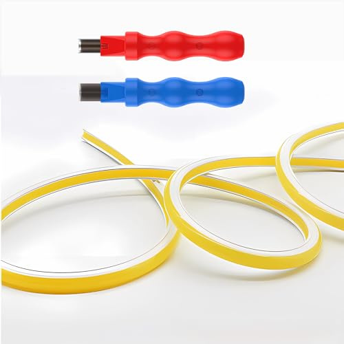 Separated Neon Flexible LED Light Strip Cover, 16.4ft 8mm Wear Free DIY Bendable Silicone Diffuser Cover with 2 Pcs Neon Light Cutter, RGB Neon Strip for Bar Car Outdoor Home DIY Decor(Lemon Yellow)