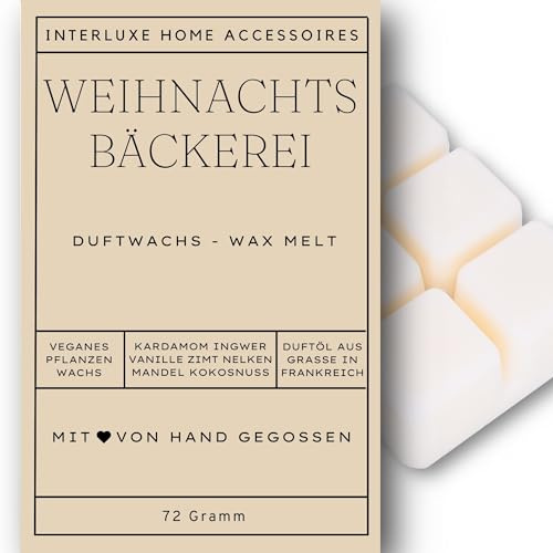 Interluxe Duftwachs Duft Weihnachtsbäckerei Duftnote Duftrichtung Plätzchen angenehm duftend Waxmelt 100% pflanzlich Duftwachswürfel Duftwachsblock Wachs mit Duftöl