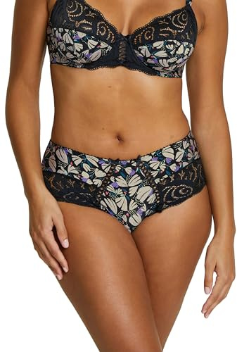 sans Complexe Femme Amelie Print Shorty, Imprimé Tulipes Noir, 38-40 EU