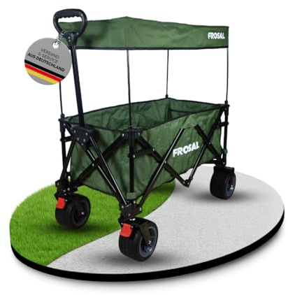 FROSAL Faltbarer Bollerwagen Emil grün Strandwagen klappbar Transportwagen Handwagen