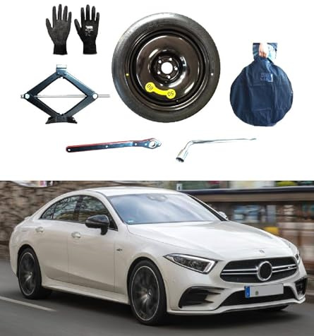 18 Reserverad kompatibel mit Mercedes CLS mit Wagenheber, Schlüssel, Handschuhe und Tasche
