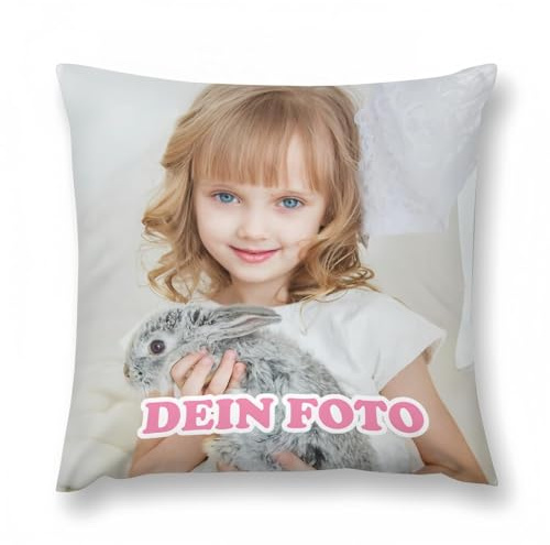 MIOLCHEN Kissen mit Foto Bedrucken Lassen, Kissen Personalisiert, Fotokissen mit eigenem Foto, Personalisiertes Kissen, Kissenbezug Personalisierbar mit Blid und Wunschtext. (35 * 35cm)