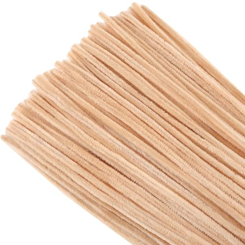 TOAOB 100 Stück Pfeifenputzer zum Basteln Pfeifenreiniger Beige | Chenilledraht Lang 30cm und Breit 6mm, Pipe Cleaners für Basteln und Dekorieren Kunst Handwerk DIY