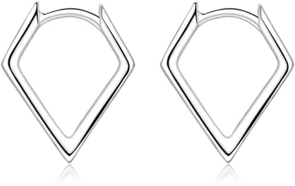 Cangall 925 Sterling Silber Creolen, Rhombus Ohrringe, Hypoallergen Knorpel Schlafen Damen Schmuck, Leichte Geometrische Ohrringe für Weihnachten
