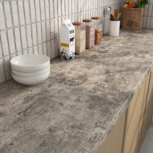 ReWallpaper Papel Pintado Autoadhesivo Gris Cemento Vinilo Encimera Cocina Papel Adhesivo para Muebles Vintage 40CM×3M Papel Pared Gris Efecto Hormigón Papel Tapiz para Baño Habitacion