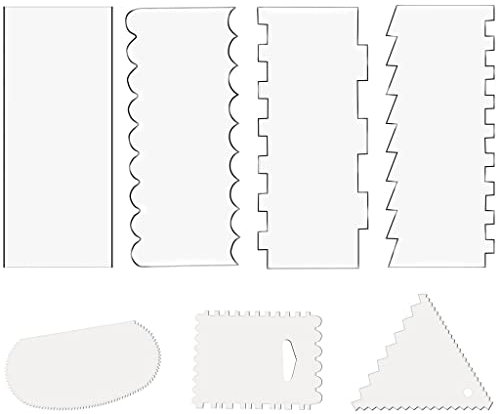 Set di 7 raschietti per torte, per impastare torte, glassa, glassa, set di strumenti per pane, pasta di zucchero, glassa