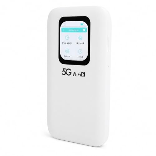 Routeur Hotspot Mobile WiFi 6 5G, Routeur 5G avec Emplacement pour Carte Nano SIM, Modem 5G, Appareil WiFi Portable pour Les Voyages, Prend en Charge Les Bandes 2,4 GHz et 5,8