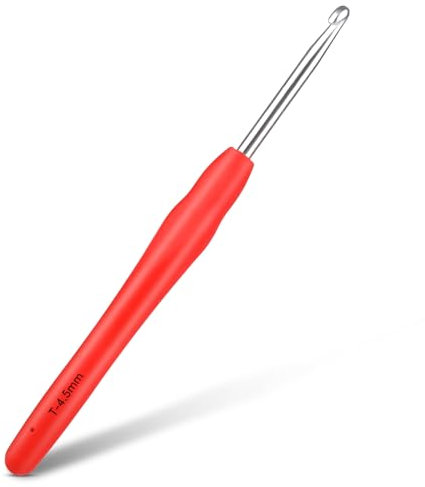 Doxiru Häkelnadeln 4,5 mm Bunt Stricken Häkeln, Hochwertige Aluminium Ergonomische Stricknadel mit weichem Griff für Garnhandwerk, Geeignet für Anfänger zum Erlernen von handgestrickten Pullovern