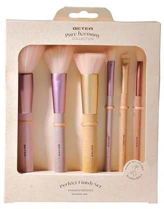Beter - Set Pennelli per trucco Pure Harmony, 6 pennelli per viso e occhi, Set pennelli trucco, per cipria, fondotinta, blush e ombretti, Set Make up Brush, Ideale per regalo, Natale