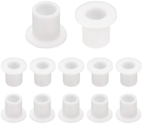sourcing map 12pcs Flanged Sleeve Bearings Plastic Bushings ID 6mm x OD 8mm x Length 10mm Silicone Bushings, White
