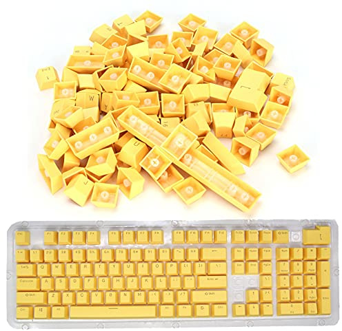PBT Keycap, Ergonomic Design 108 Keys Video Game Keycap for Mechanical Keyboard (Yellow)