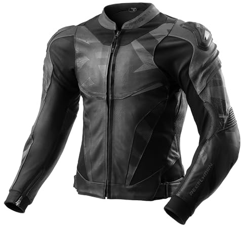 REBELHORN Inferno Giacca da Moto Uomo | Pelle | Protezioni per Gomiti, Spalle e Schiena RE ZRO Livello 2 | Cursori per le Spalle | Gilet In&Out | Pannelli di Ventilazione | Taglie fino alla 62