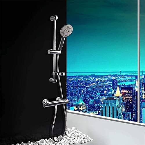 RWDAMPUW Ducha mezcladora de Manguera de Acero Inoxidable, Sistema de Ducha descalcificador, Ducha de Lluvia y Ducha de Mano, Juego de Ducha, Mezclador de Ducha de baño, Barra de Ducha cromada para c