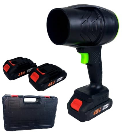 Soffiatore a Batteria, Asciugatore per Auto Dotato di Doppia Batteria, Ventilatore per Autolavaggio Portatile, Soffiatore Foglie e Polvere Potente