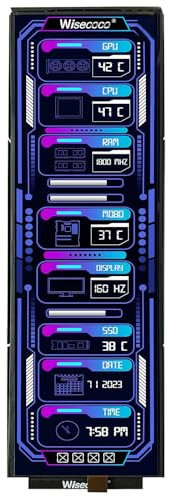 wisecoco Écran LCD 12,6 avec écran LCD HDMI 1920 x 515 IPS - Kit de bricolage - Double haut-parleurs intégrés pour Hyte Y60 - Boîtier PC de jeu - CPU - GPU - Moniteur secondaire facile à installer