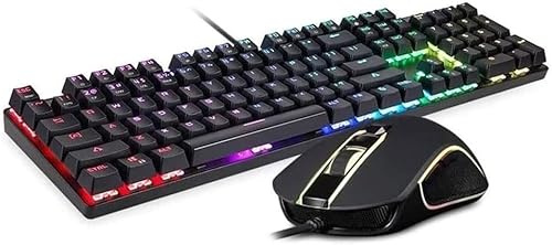 SHRGOMPIT Tastiera e mouse da gioco meccanici, set tastiera e mouse retroilluminati a LED RGB for giocatori PC Windows e Mac
