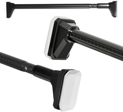 Heavy Duty Tension Pole, Extendable Curtain Rod No Drill - Telescopic Adjustable Rods for Window or Door, Strong Support for Clothes Hanging, Wardrobe & Shower Curtains (black, 100-170cm)