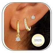 AVOTTO 3 Paires Boucles D'oreilles femme Argent Hypoallergénique Boucle d oreille Femme or Argent Huggie Clou Creoles D'oreille Piercings
