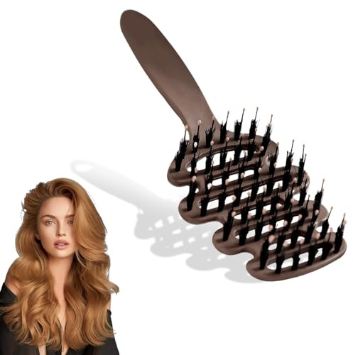 Brosse à cheveux volume avec poils de sanglier, brosse ronde et brosse à crêper, pour volume et brillance, brosse à cheveux ronde, brosse de coiffage, brosse de coiffage, brosse de coiffage pour homme