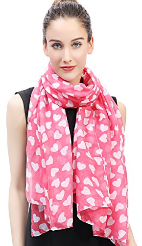 Lina & Lily Damen Schal Tuch mit Herz-Print Valentinstag