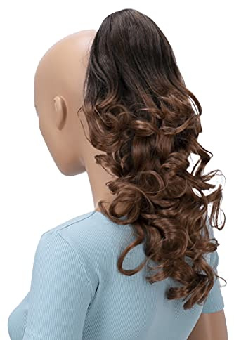 CAISHA 40cm Haarzopf Haarteil Butterflyclip Voluminös Ombré Braun Mix H144
