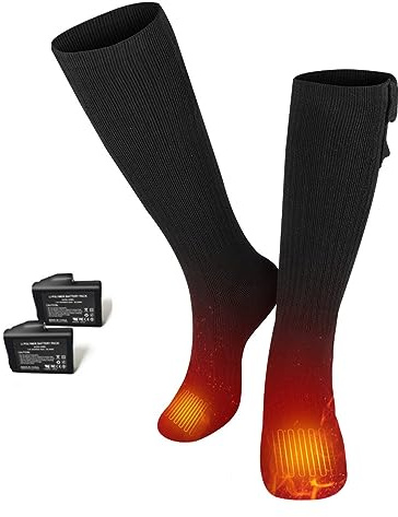 BarCHI HEAT 12 V 7,4 V uppvärmda strumpor, elektriska laddningsbara batterier bil motorcykel laddning uppvärmda strumpor för snöskidåkning skridskoåkning motorcykel Svart och röd L
