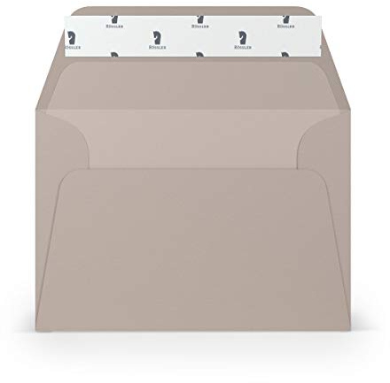 PAPERADO 50 Briefumschläge DIN C6 Haftklebung mit Seidenfutter Taupe gerippt Hell-Braun Schlamm - 100 g/m² Kuvert ohne Fenster 11,4 x 16,2 cm - Umschläge mit breiter Verschlussklappe