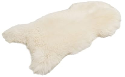Peau de Mouton Peau d’Agneau 100% Bio Douce et Confortable, idéale pour Le Salon, sous la cheminée, la Chambre à Coucher, Blanc Tondue - Taille L 100-110 cm