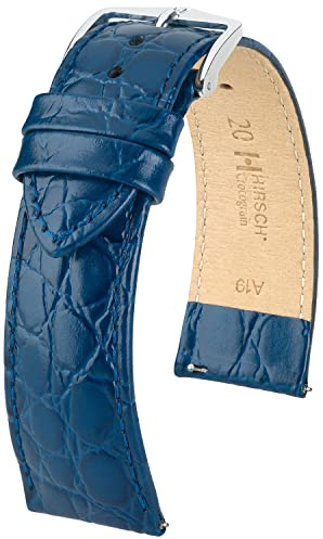 HIRSCH Uhren-Armband Crocograin - Uhr-Band aus glänzendem Kalbs-Leder mit Krokodil-Prägung