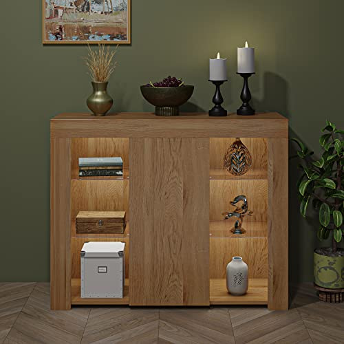 Panana Oak Sideboard/TV unit/Cabinet Cupboard 94cm*35cm*83cm with LED Lights (OW-FRSBB1OA)