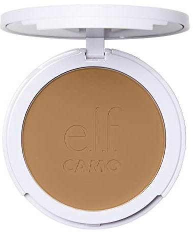 E.l.f. Camo Powder Foundation, Lightweight, Primer-Infused Buildable & Long-Lasting Medium-to-Full Coverage Foundation, Medium 355 W
