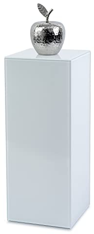 freeroom24 Designer Blumensäule Glas Weiß 30x30x30 cm - Wohnzimmer Säule modern - stabiles Blumen Podest - praktische Dekosäule rechteckig - Blumenständer groß - Blumenhocker - Made in Germany