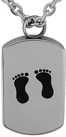 Hanessa Personalisierte Kette mit Gravur Edelstahl 55 cm mit Anhänger Dog Tag Fußabdruck in silber - Personalisierte Geschenke für Kinder Damen und Herren - Halskette Familienkette personalisiert