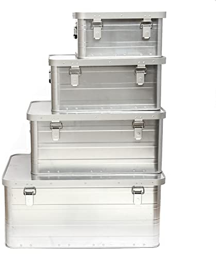GORANDO Aluminiumbox Alubox Alukiste mit Schnappschloss, Griffen, Dichtung (78 Liter)