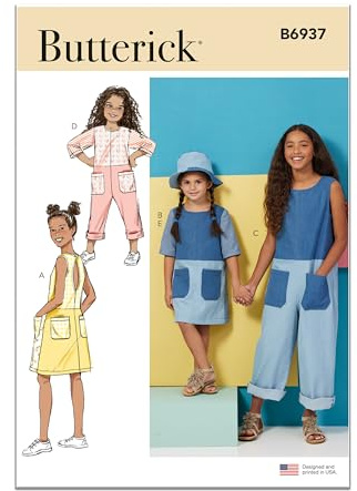 Butterick B6937CCE Kinder Mädchen Kleid Strampler und Mütze in den Größen S-M-L CCE(3-4-5-6)