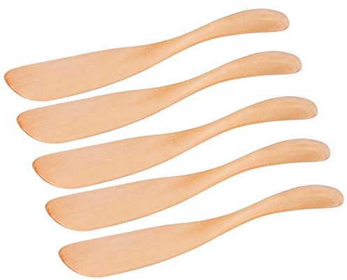 MOUMOUTEN Butterstreuer aus Holz, 5 Stück, Buttermesser aus Holz, Japanischer Stil, Gewürzmesser Für Marmelade, Käse, Erdnussbutter, Geschirr, Heim- Und Küchenbedarf