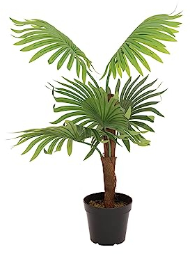 EUROPALMS Fächerpalme, Kunstpflanze, 88cm | Fächerpalme mit großen Kunststoffwedeln