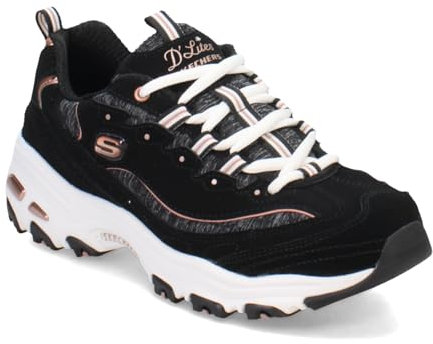 Skechers Sneaker da Donna D'Lites Me-Time, Nero Oro Rosa, 9