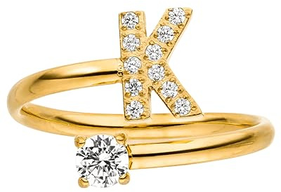 Purelei® Anello Lettera K - Anello da Donna in Acciaio Inox Resistente - Anelli Impermeabili - Anelli Regolabili dalla Taglia 50 alla 60 - Gioielli alla Moda per il Tuo Look Individuale